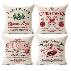 🎄NEW Christmas Pillow Covers Set of 4 - Farmhouse Shabby Chic Xmas